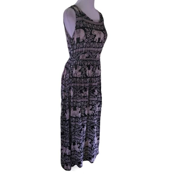 DO RE MI Elephant Print Maxi Dress Sz XS Boho Indie Beachy Vacay Resort Wear - Picture 8 of 9